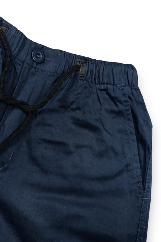 Men Navy Blue Cargo Jogger Pants - 6 Pocket Slim Fit P-402