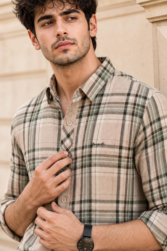 Men Pista Tartan Checks Shirt | Full Sleeve Slim Fit 2004-R