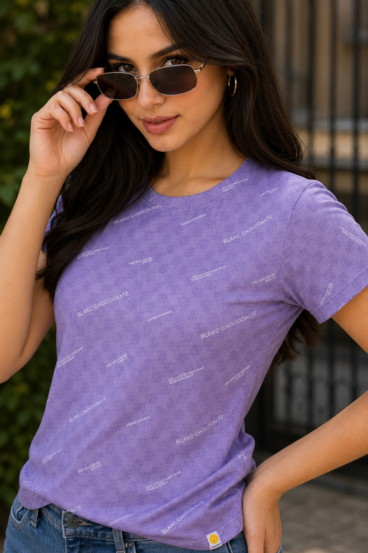Women Lavender Printed Short Sleeve T-Shirt | Soft & Trendy M-7274-2