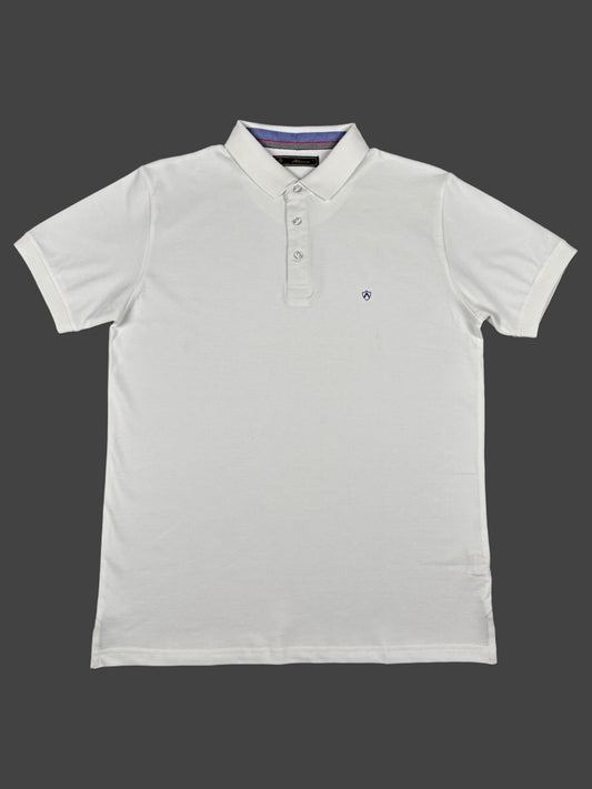 White Solid Collared Half Sleeve T-Shirt for Men | Stylish & Comfortable