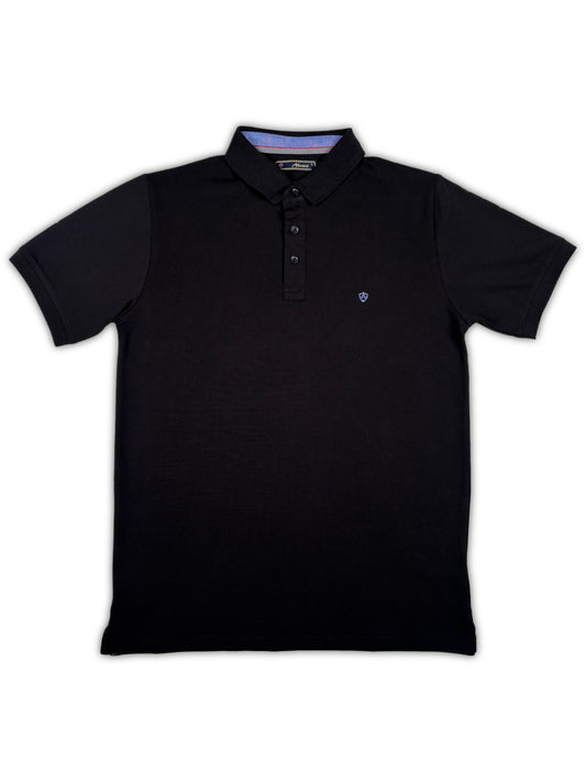 Black Solid Collared Half Sleeve T-Shirt for Men | Stylish & Comfortable