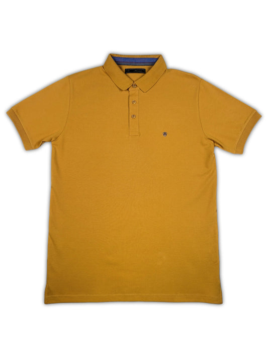 Mustard Solid Collared Half Sleeve T-Shirt for Men | Stylish & Comfortable