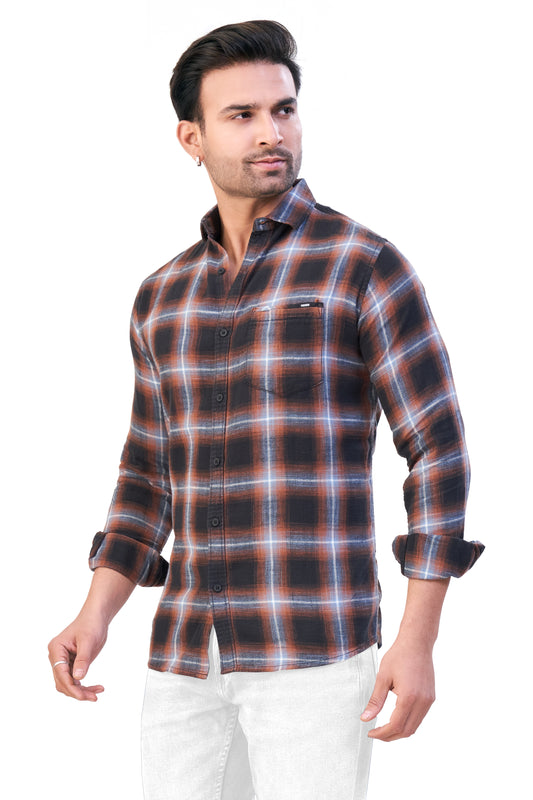 RUST COLOR CHECKS CASUAL SHIRT