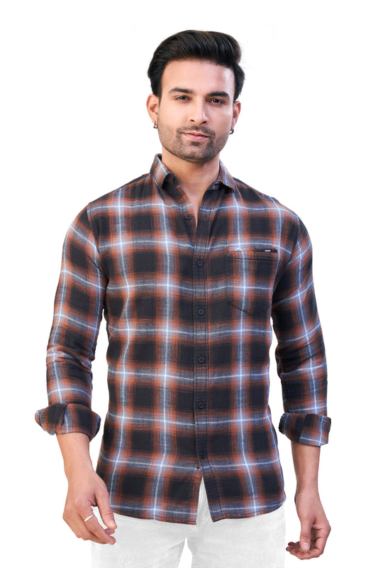 RUST COLOR CHECKS CASUAL SHIRT