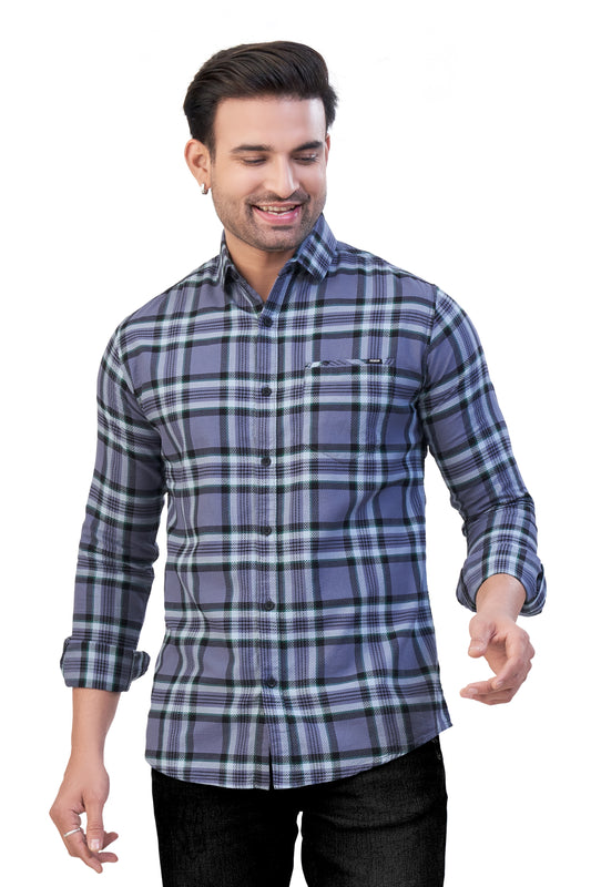 GREY COLOR CHECKS CASUAL SHIRT