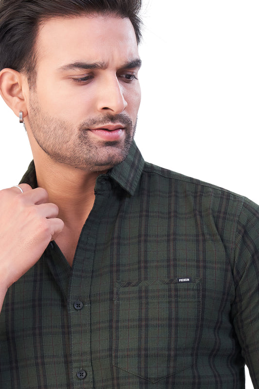 GREEN COLOR CHECKS CASUAL SHIRT