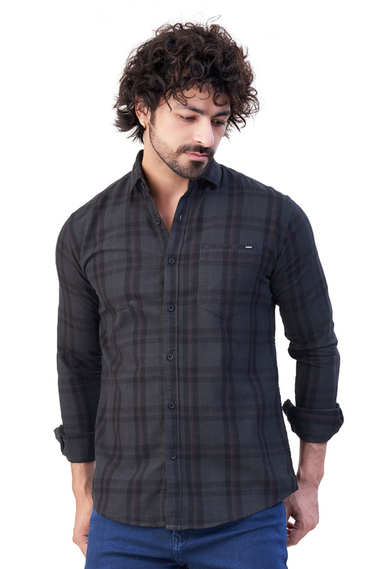 OLIVE COLOR CHECKS CASUAL SHIRT