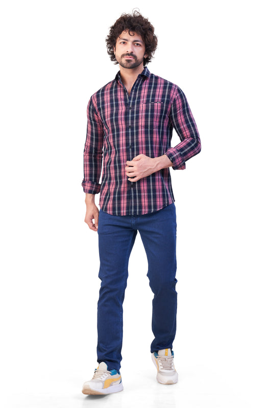 ONION COLOR CHECKS CASUAL SHIRT