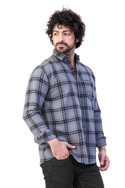 GREY COLOR CHECKS CASUAL SHIRT