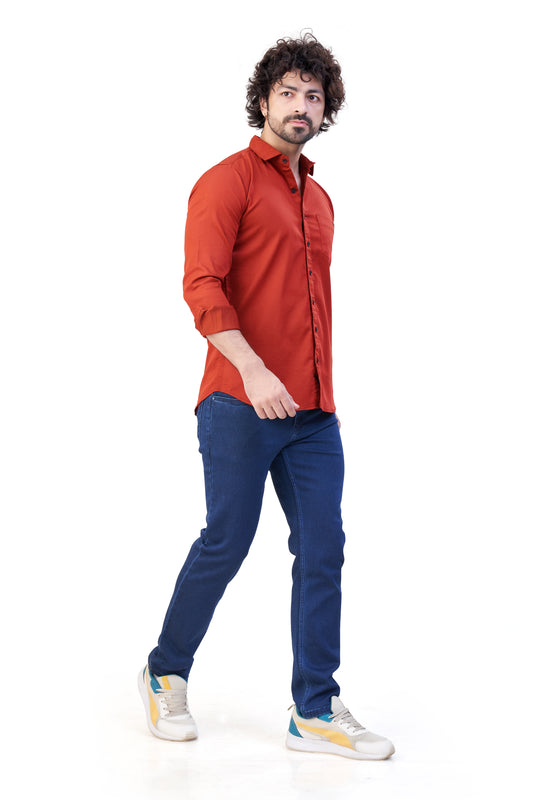 RUST COLOR PLAIN CASUAL SHIRT