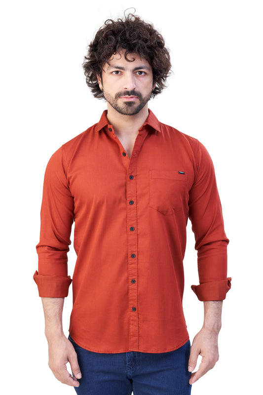 RUST COLOR PLAIN CASUAL SHIRT