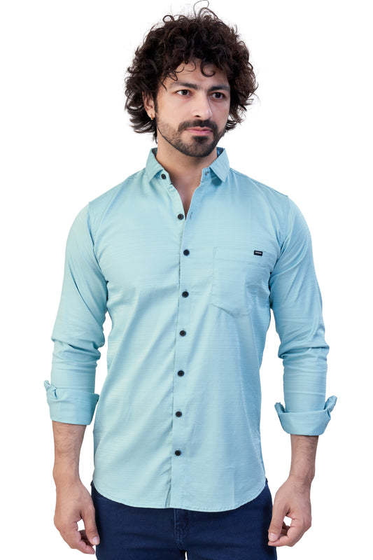 SKYBLUE COLOR LINING CASUAL SHIRT
