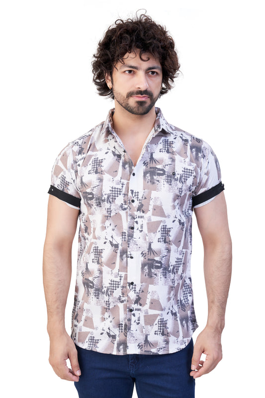 BEIGE COLOR PRINT CASUAL SHIRT