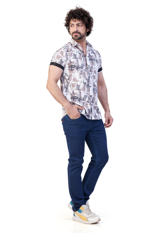 BEIGE COLOR PRINT CASUAL SHIRT