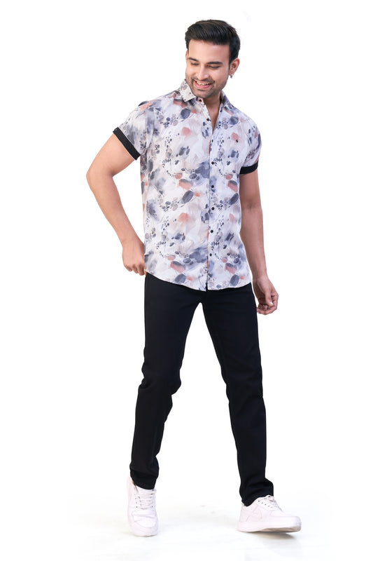RUST COLOR PRINT CASUAL SHIRT