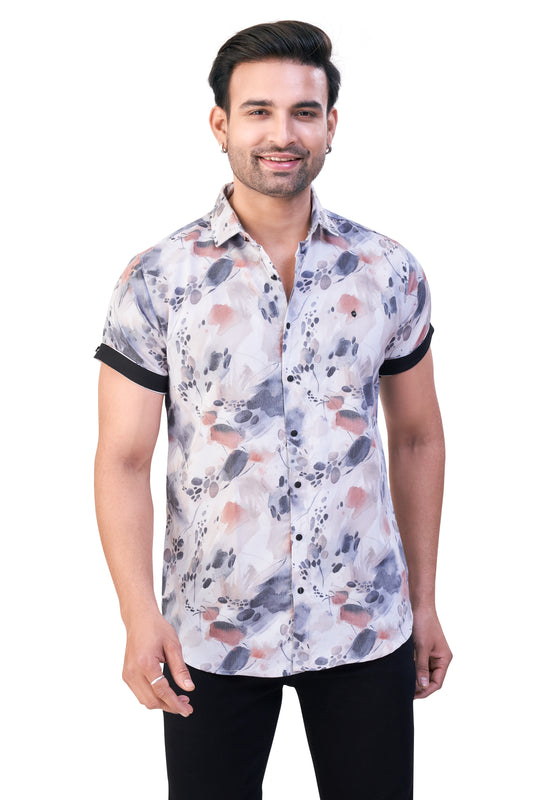 RUST COLOR PRINT CASUAL SHIRT