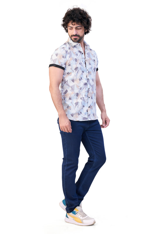 SKYBLUE COLOR PRINT CASUAL SHIRT