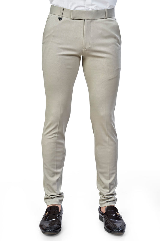 Beige Color Textured Plain Trouser for Men | Stylish & Comfortable Bottomwear