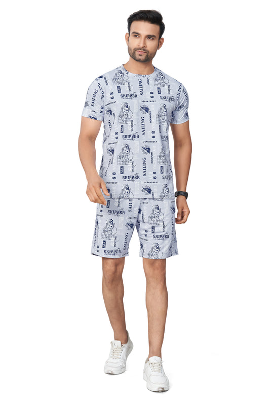 Grey Printed Half Sleeves Co-ord Set – Imported Fabric | Trendy & Comfortable