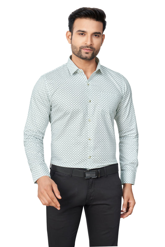 WHITE COLOUR PRINTED FULL SLEEVES FORMAL SHIRT