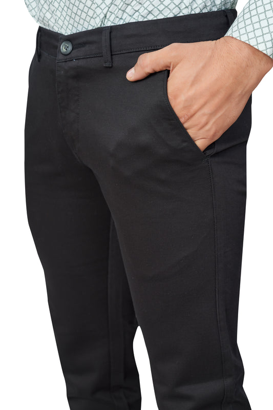 BLACK COLOR NARROW FIT PLAIN CHINOS 5110