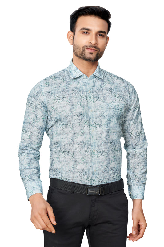 GREEN COLOUR PRINTED FULL SLEEVES FORMAL SHIRT