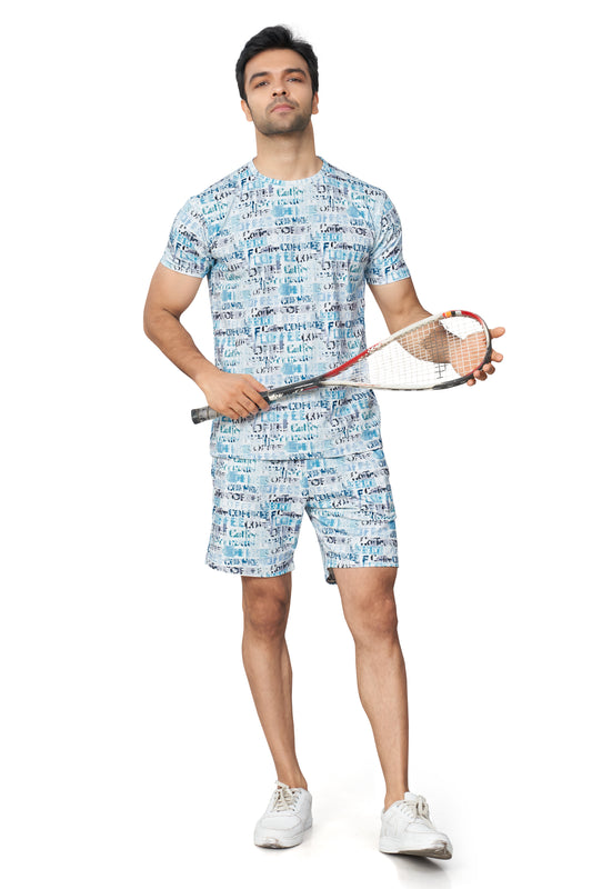 Skyblue Printed Half Sleeves Co-ord Set – Imported Fabric | Trendy & Comfortable
