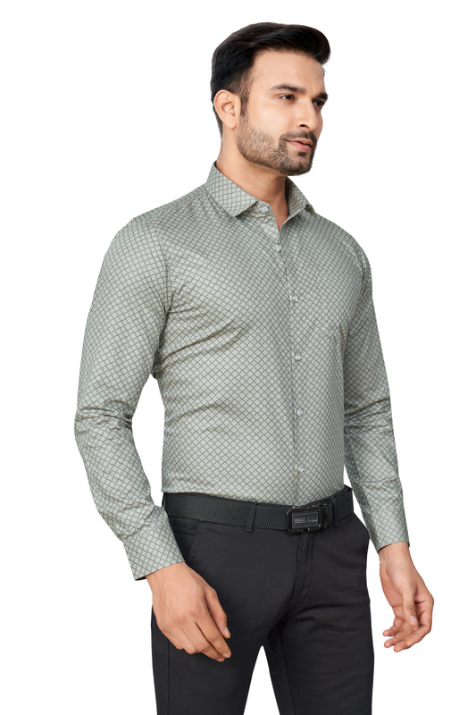 DGREY COLOUR PRINTED FULL SLEEVES FORMAL SHIRT