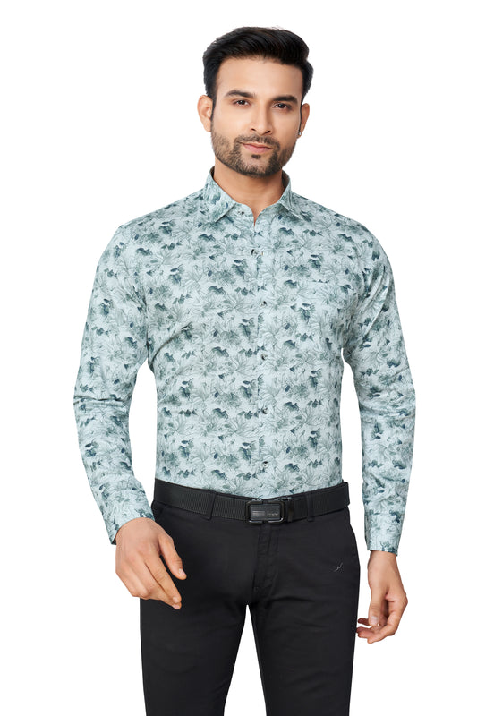 OLIVE COLOUR PRINTED FULL SLEEVES FORMAL SHIRT