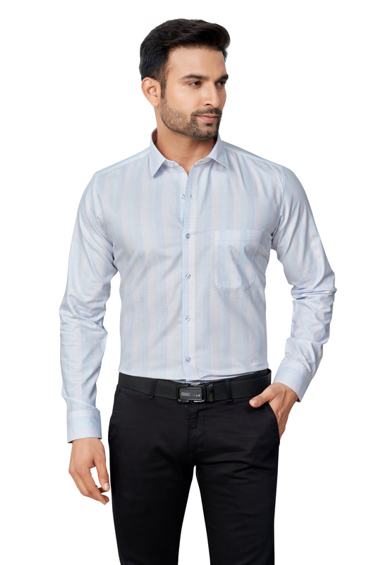 SKYBLUE COLOUR CHECKS FULL SLEEVES FORMAL SHIRT