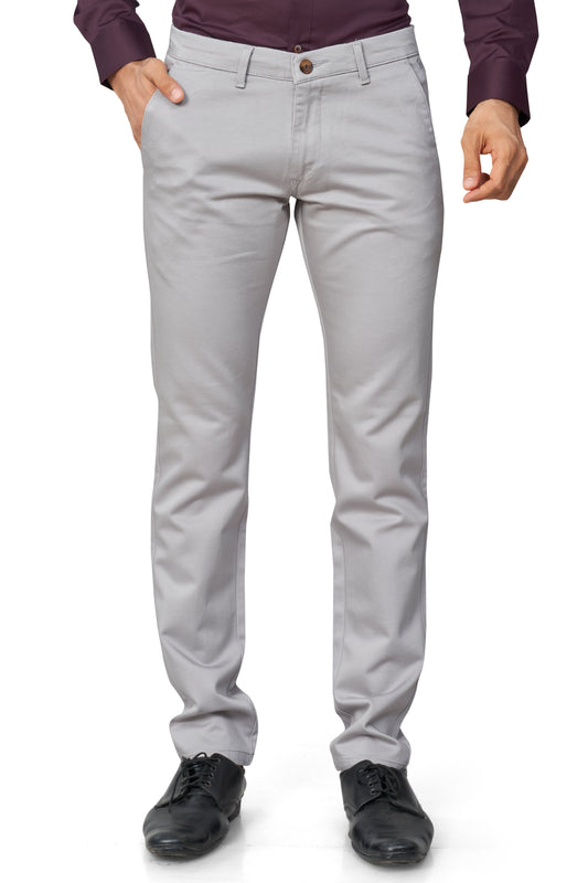 LIGHT GREY COLOR NARROW FIT PLAIN CHINOS