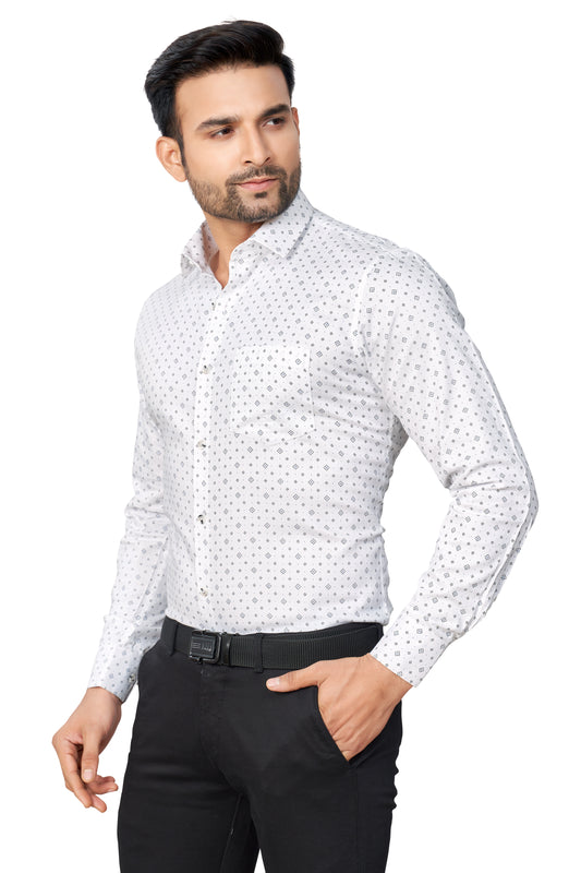 BLUE COLOUR PRINTED FULL SLEEVES FORMAL SHIRT