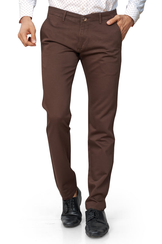 COFFEE COLOR NARROW FIT PLAIN CHINOS