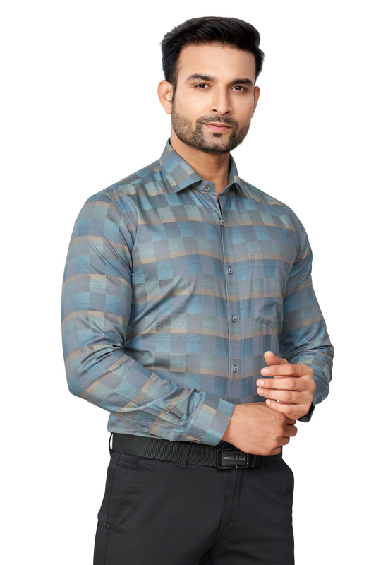 PBLUE COLOUR CHECKS FULL SLEEVES FORMAL SHIRT
