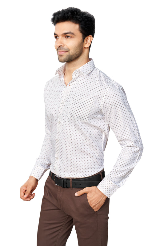 BROWN COLOUR PRINTED FULL SLEEVES FORMAL SHIRT