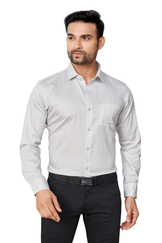 LGREY COLOUR PRINTED FULL SLEEVES FORMAL SHIRT
