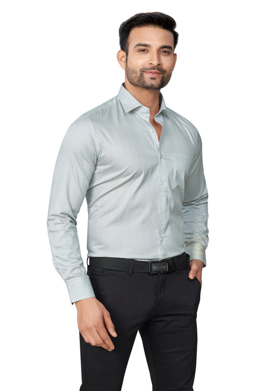 GREY COLOUR PRINTED FULL SLEEVES FORMAL SHIRT