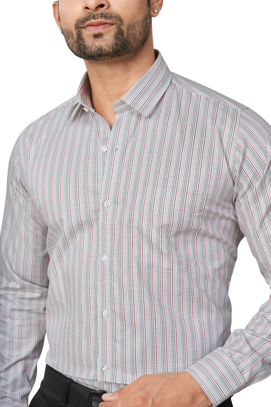 GREY COLOUR CHECKS FULL SLEEVES FORMAL SHIRT