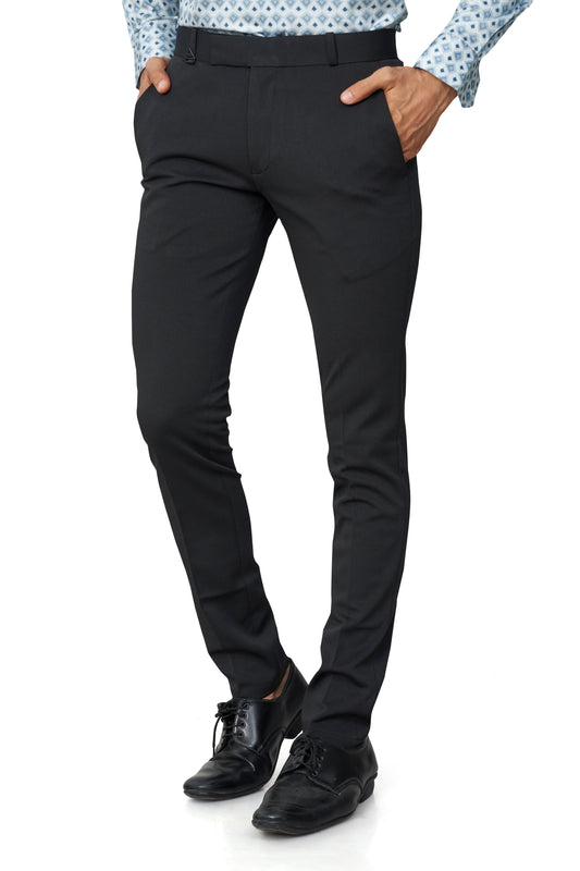 Black Color Textured Plain Trouser for Men | Stylish & Comfortable Bottomwear