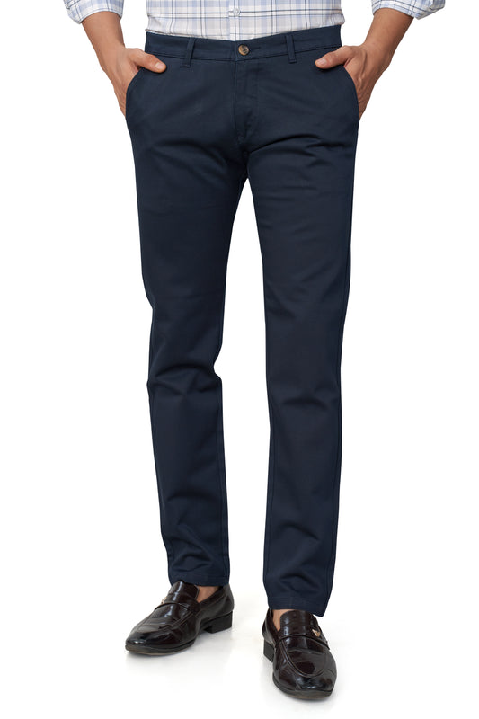 NBLUE COLOR NARROW FIT PLAIN CHINOS