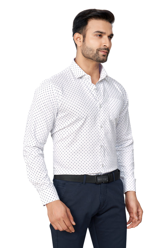 BLUE COLOUR PRINTED FULL SLEEVES FORMAL SHIRT