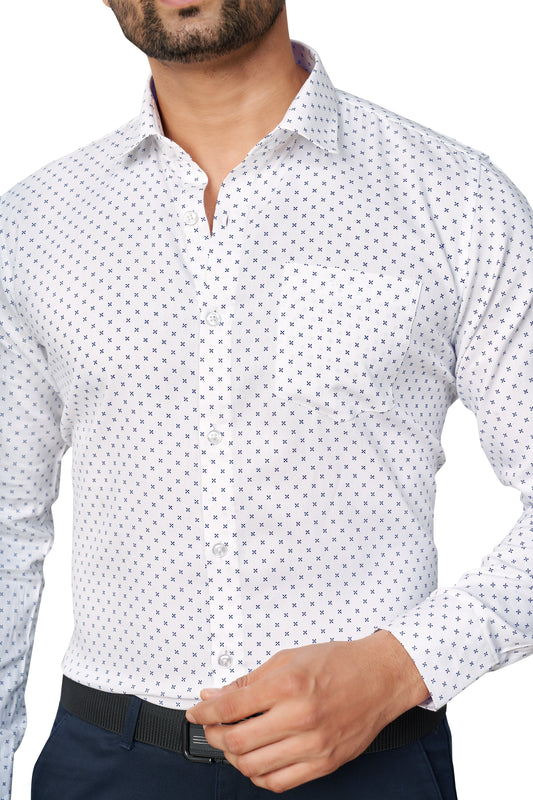 BLUE COLOUR PRINTED FULL SLEEVES FORMAL SHIRT
