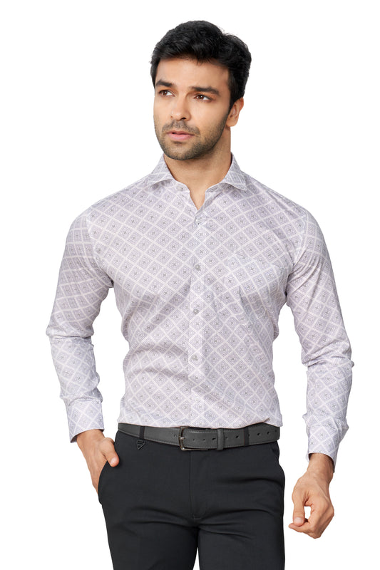 PURPLE COLOUR PRINTED FULL SLEEVES FORMAL SHIRT