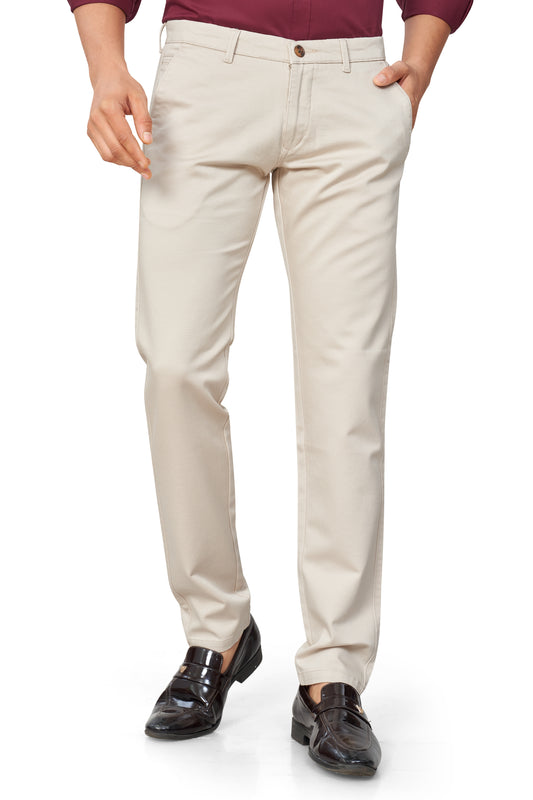 CREAM COLOR NARROW FIT PLAIN CHINOS