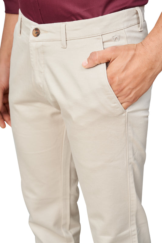 CREAM COLOR NARROW FIT PLAIN CHINOS 5110