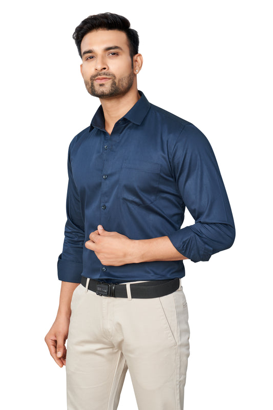 NBLUE COLOUR PLAIN FULL SLEEVES FORMAL SHIRT