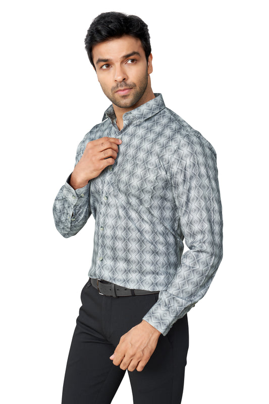 OLIVE COLOUR PRINTED FULL SLEEVES FORMAL SHIRT