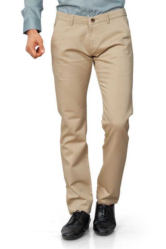 FAWN COLOR NARROW FIT PLAIN CHINOS