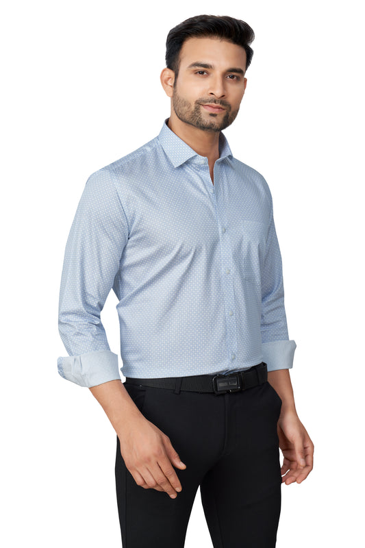 BLUE COLOUR PRINTED FULL SLEEVES FORMAL SHIRT