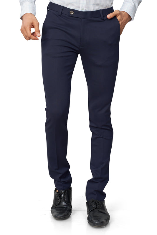 NBLUE COLOR SLIM FIT TEXTURE TROUSER